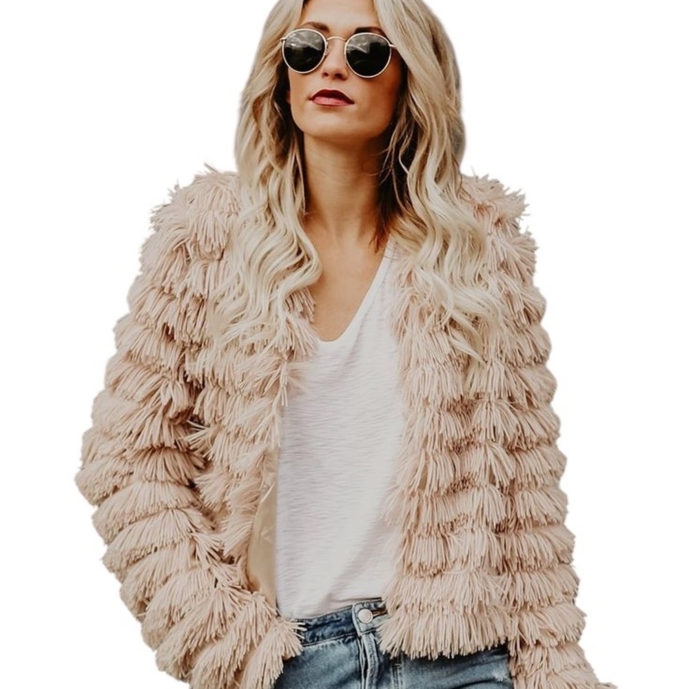 Women's Pink Faux Fur Jacket